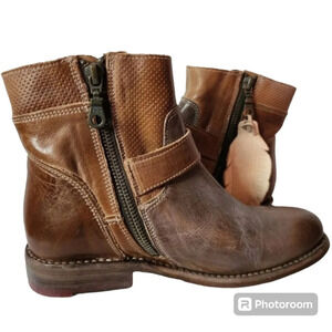 Bed|Stu Becca Rustic brown leather Ankle Boots booties Womens Sz 6 NWOB handmade